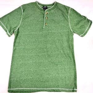 Revolution Men's Henley Short Sleeve Three Button T-Shirt Green Size Medium